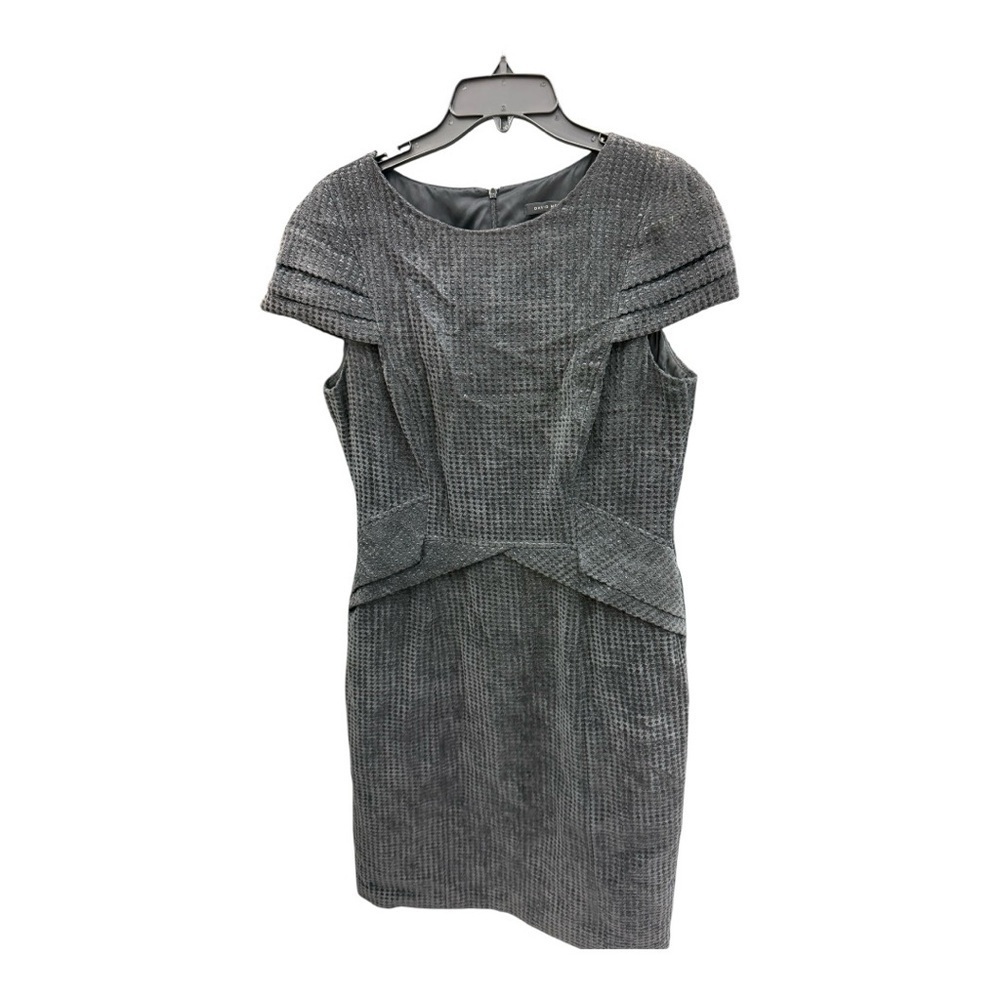 David Meister Gray Sheath Mini Dress Cocktail Size 12